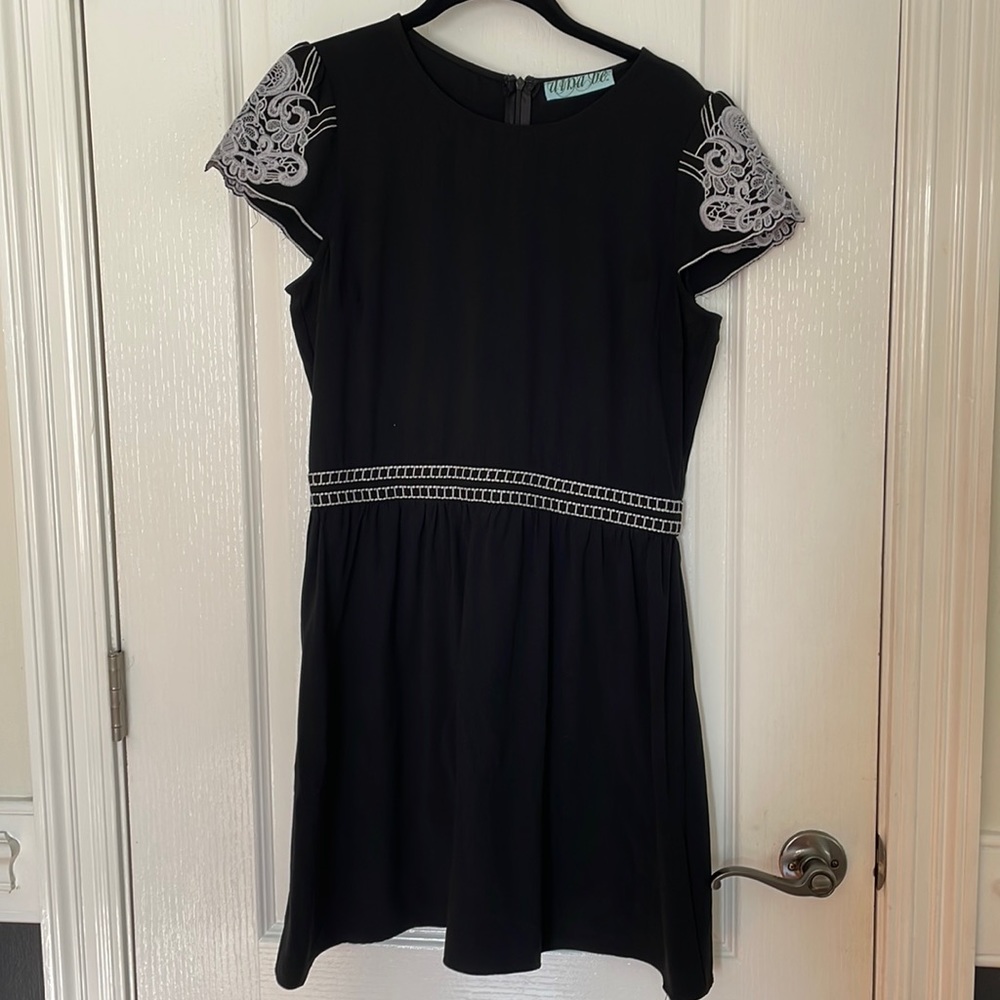 Black Short Dress with White Detail
